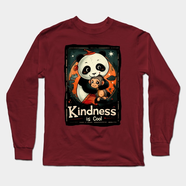 Kindness is Cool-Panda and Monkey 1 Long Sleeve T-Shirt by Peter Awax